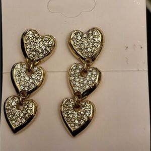 Gold Heart Drop Earrings